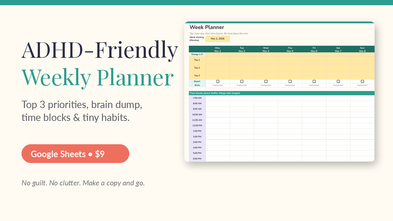 ADHD-Friendly Weekly Planner cover