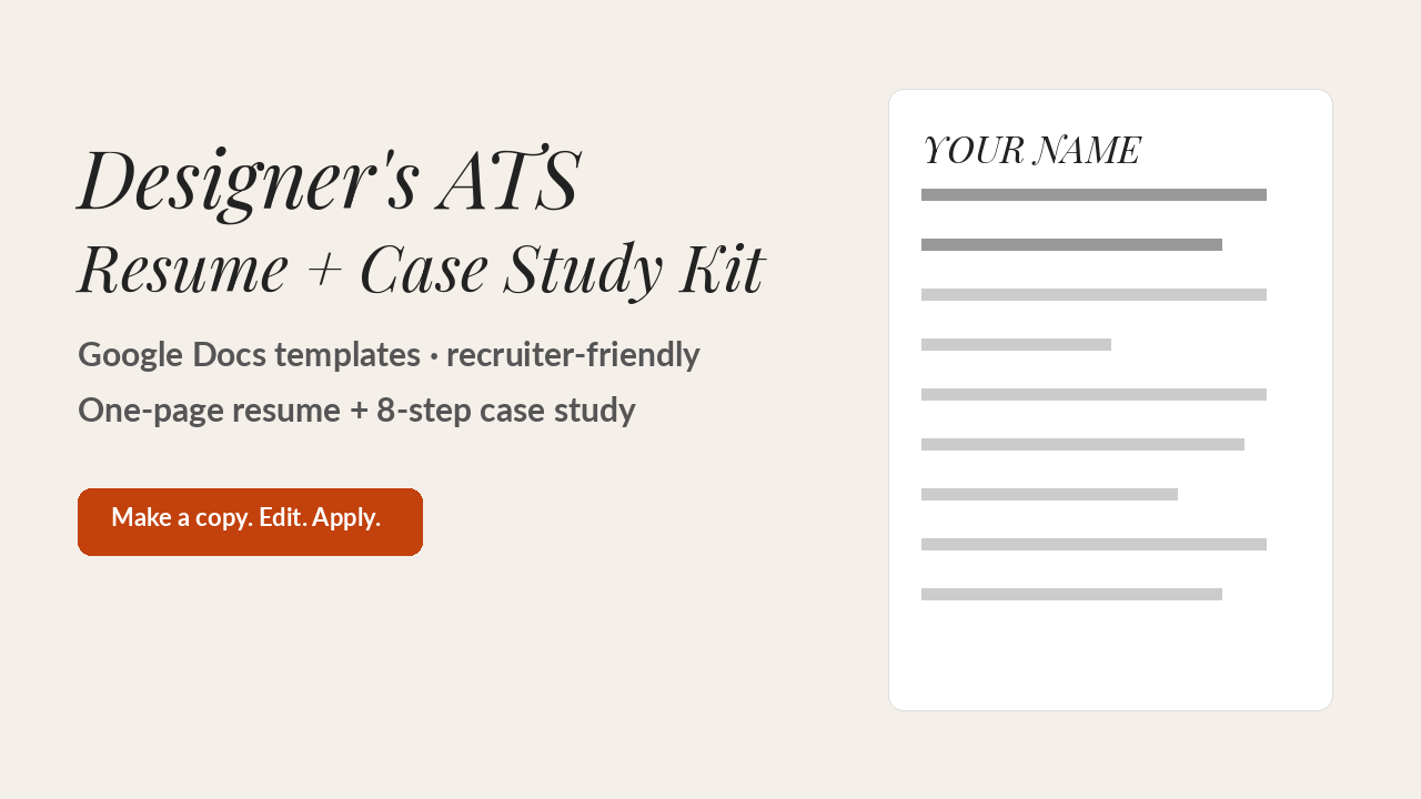 Designer's ATS Resume and Case Study Kit cover