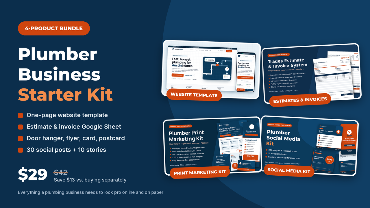 Plumber Business Starter Kit bundle cover
