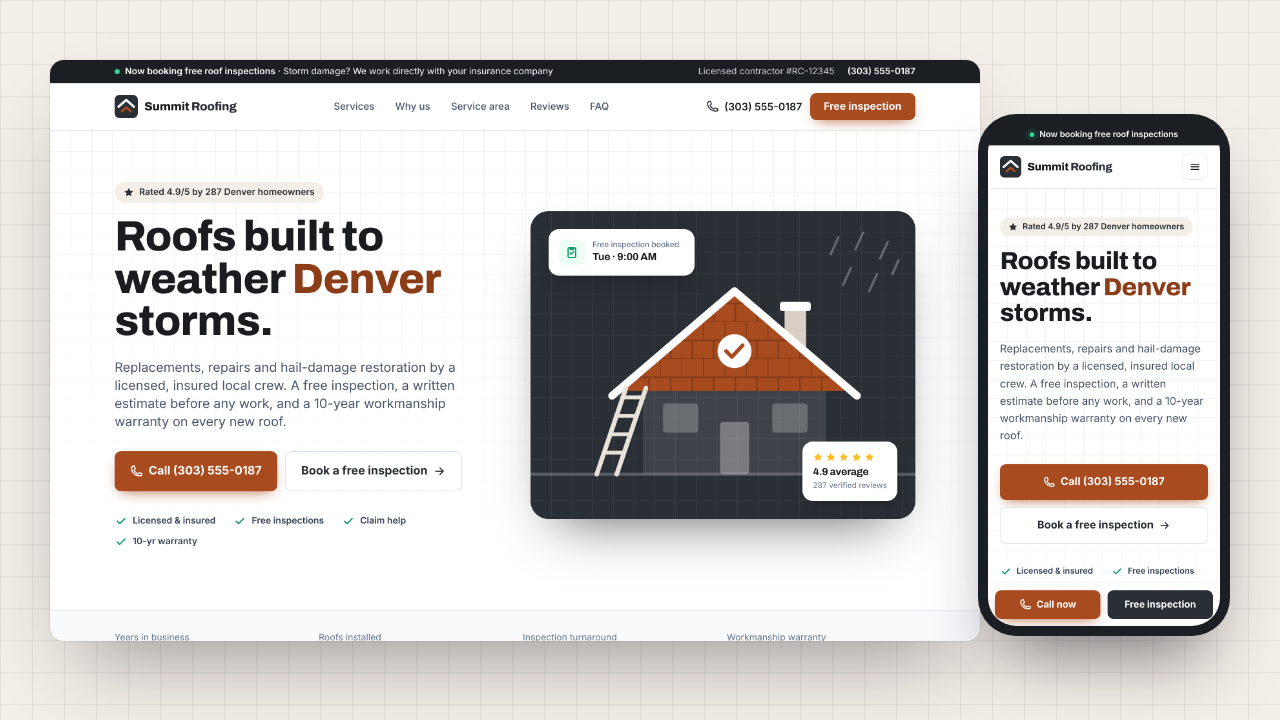 Roofing Contractor One-Page Website cover