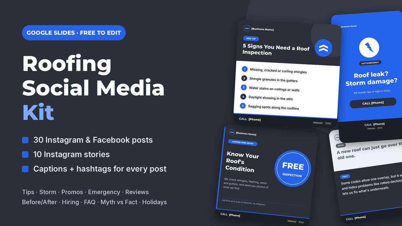 Roofing Social Media Kit cover