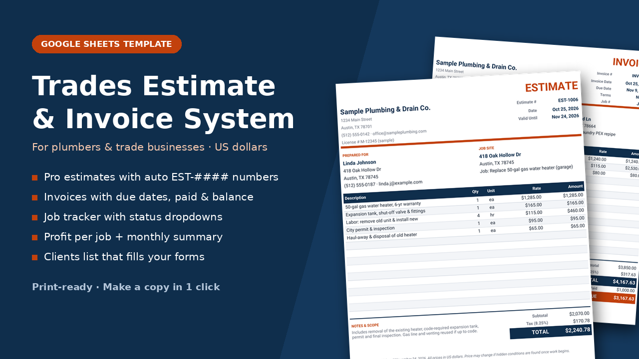 Trades Estimate and Invoice System cover